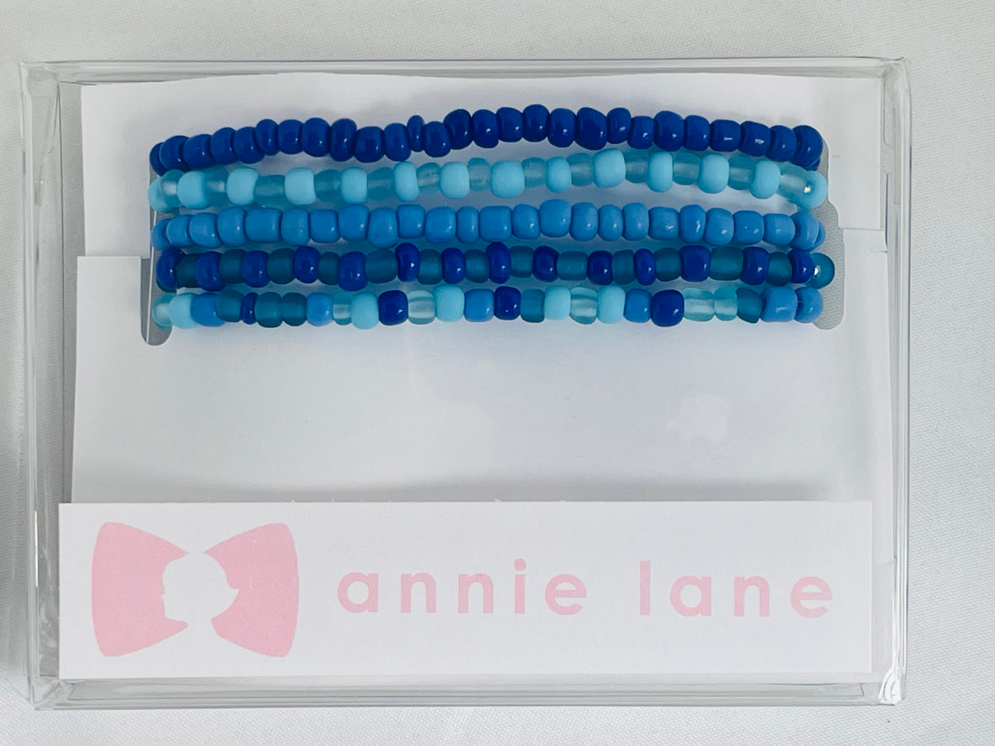 Blue set of five bracelets