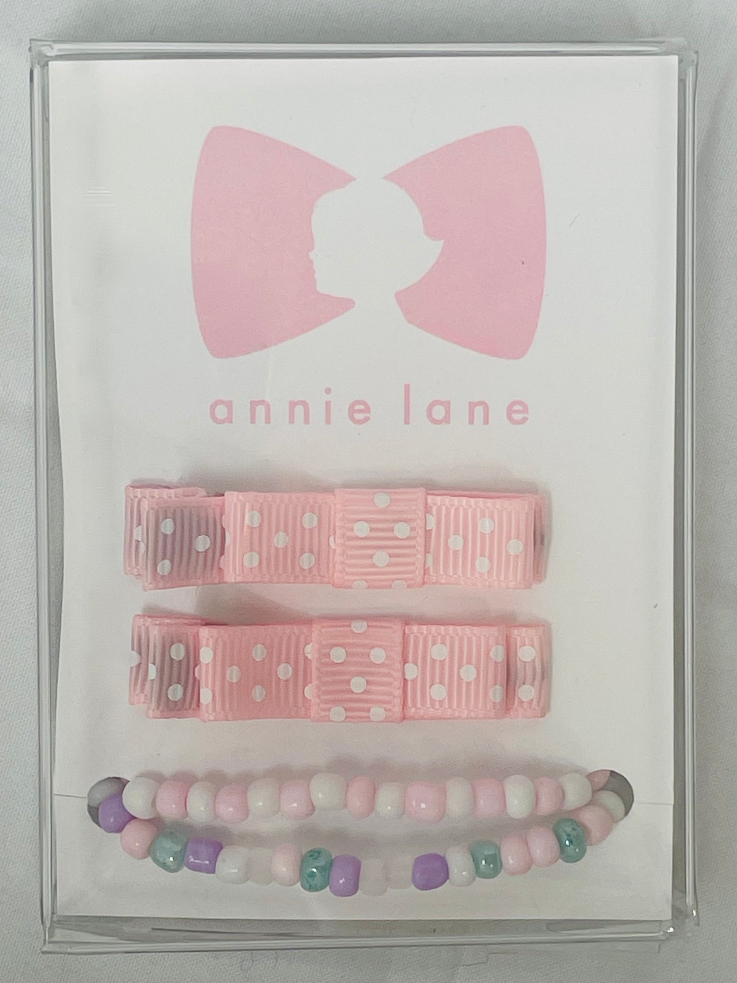 Bow & Bracelet Set - Pink